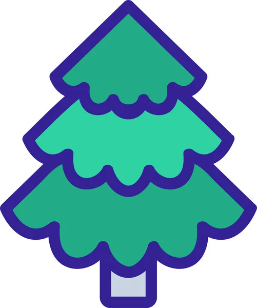 Contorno Navidad Icono Hoja Perenne — Vector de stock