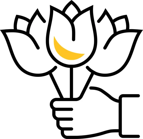 Handpflanze Blume Symbol — Stockvektor