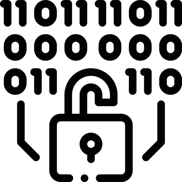 Codice Binario Icona Sicurezza Informatica — Vettoriale Stock