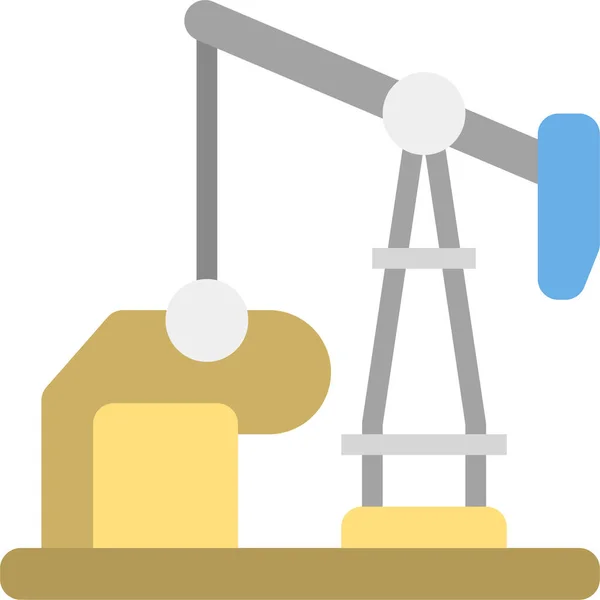 Ícone Plataforma Global Petróleo Estilo Plano — Vetor de Stock