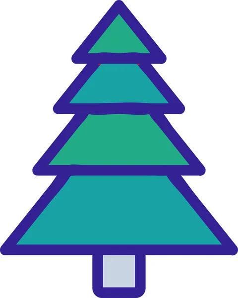 Jul Vintergrön Första Träd Ikon — Stock vektor