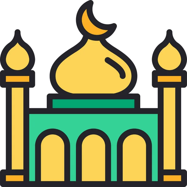 Mosque Islam Building Icon Filledoutline Style — Stock vektor