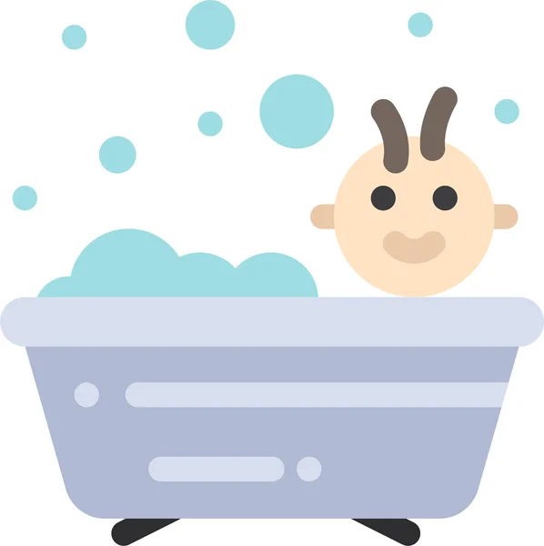 Baby Bath Bathing Icon Flat Style — Vettoriale Stock