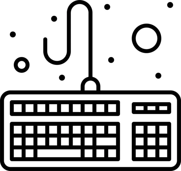 Computadora Hardware Teclado Icono Estilo Esquema — Vector de stock