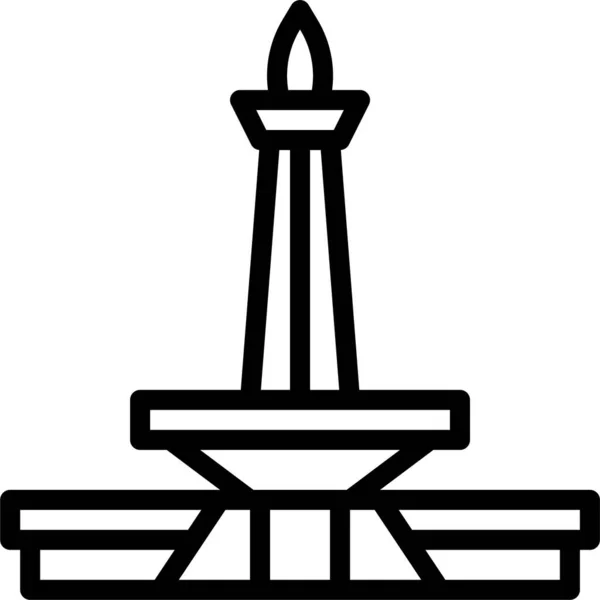 Indonesia Landmark Monas Icon Outline Style — Διανυσματικό Αρχείο