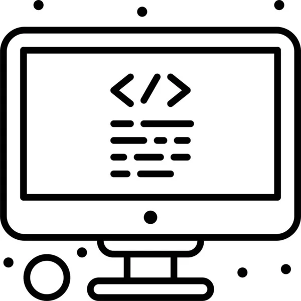 Codificación Lcd Icono Programación Estilo Esquema — Vector de stock