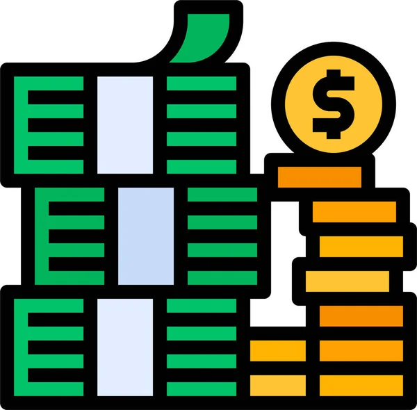 Banknoten Budget Münzen Symbol Umrissstil — Stockvektor