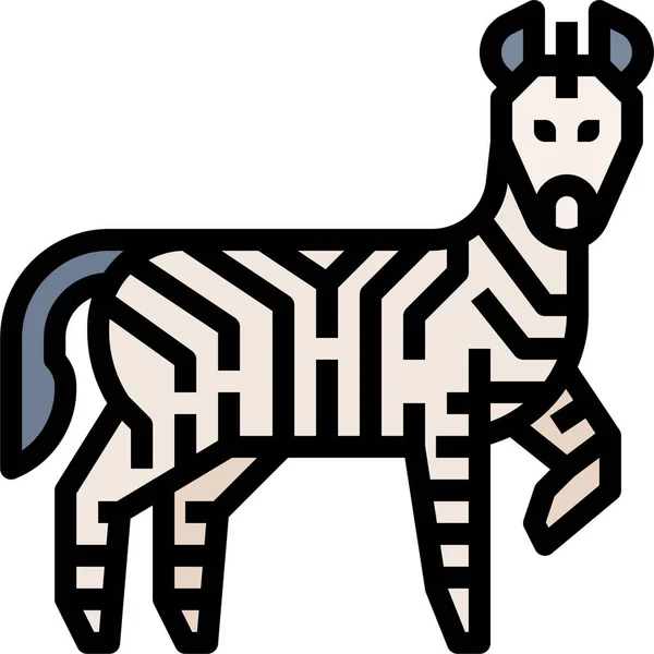 Икона Зебры Дикой Природы Животных Стиле Филедсхем — стоковый вектор