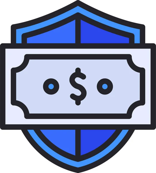 Ícone Proteção Escudo Dinheiro — Vetor de Stock