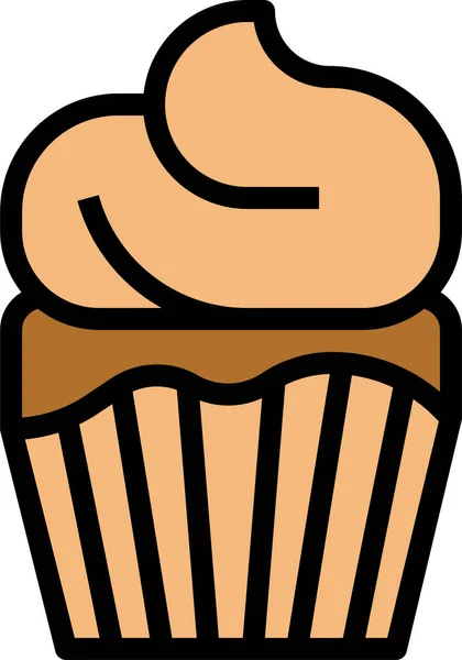 Bakkerij Cupcake Dessert Icoon Filedoutline Stijl — Stockvector