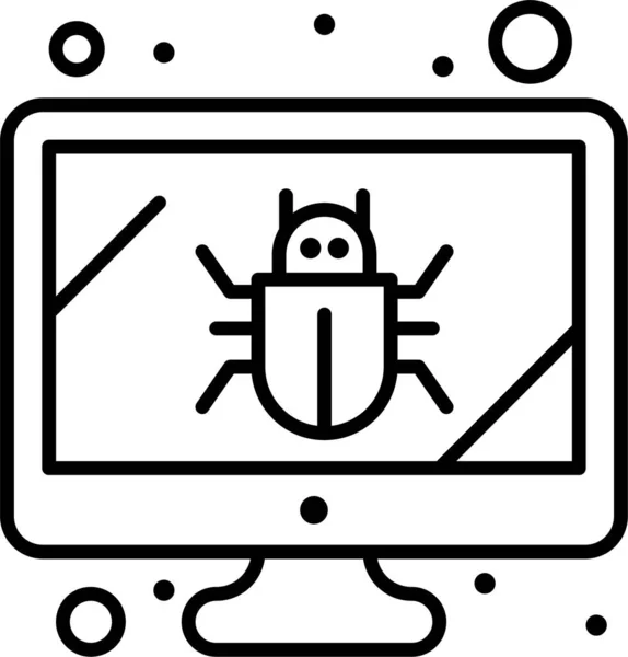 Bug Monitor Screen Icon Outline Style — Stock Vector