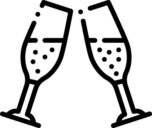 Oslava Šampaňského Fandí Ikona Obrysovém Stylu — Stockový vektor
