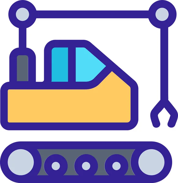 Edificio Buldozer Icono Construcción Estilo Filledoutline — Vector de stock