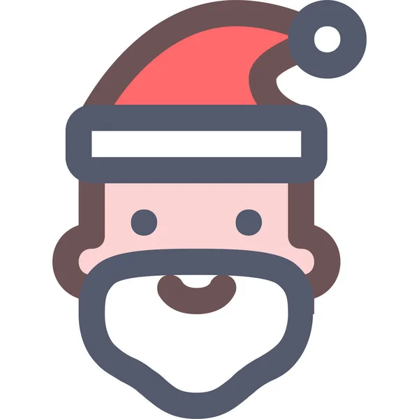 Christmas Claus Face Icon Filledoutline Style — Stock Vector