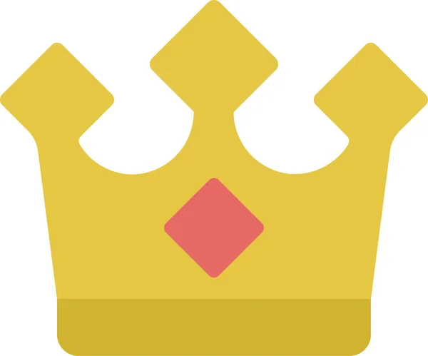 Kroon Koning Leider Pictogram Platte Stijl — Stockvector