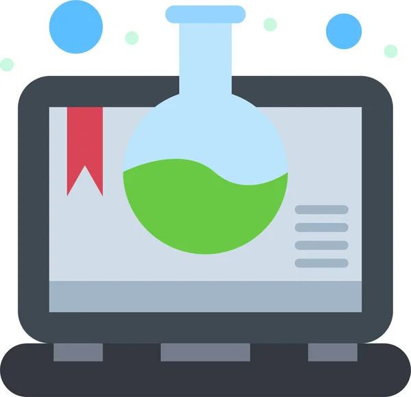 Education Lab Laptop Icon Flat Style — Stock Vector