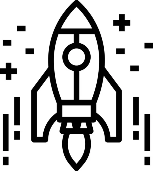 ビジネスロケット宇宙船のアイコンをアウトラインスタイルで — ストックベクタ
