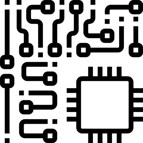 Chipset Processor Teknik Ikon Kontur Stil — Stock vektor