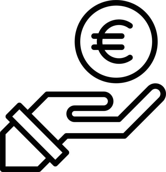 Euro Mano Dinero Icono — Vector de stock