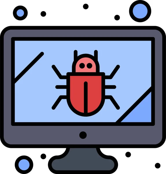 Bug Monitor Bildschirmsymbol Dateiumriss Stil — Stockvektor