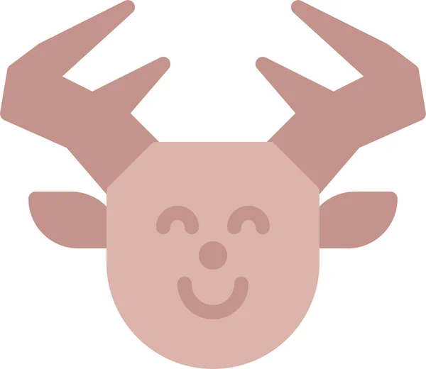 Animal Christmas Deer Icon Flat Style — Stock Vector