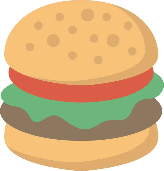 Burger Cheeseburger Fast Food Icône Dans Style Plat — Image vectorielle