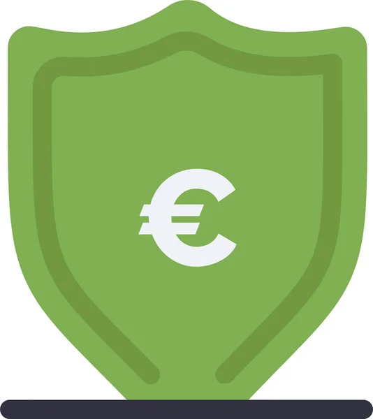 Euro Icono Protección Del Dinero Estilo Plano — Vector de stock