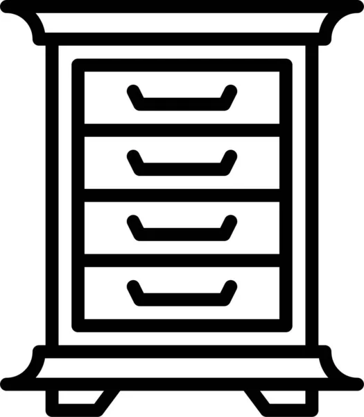 Cabinet Drawer Chest Icon Outline Style — Stock Vector