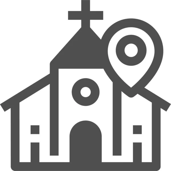 Ikona Umístění Kostela Gps Polojednolitém Stylu — Stockový vektor