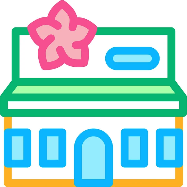 Boutique Edifício Ícone Floral —  Vetores de Stock