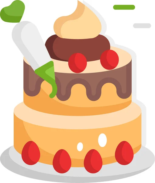Panadería Pastel Cumpleaños Icono Torta — Vector de stock