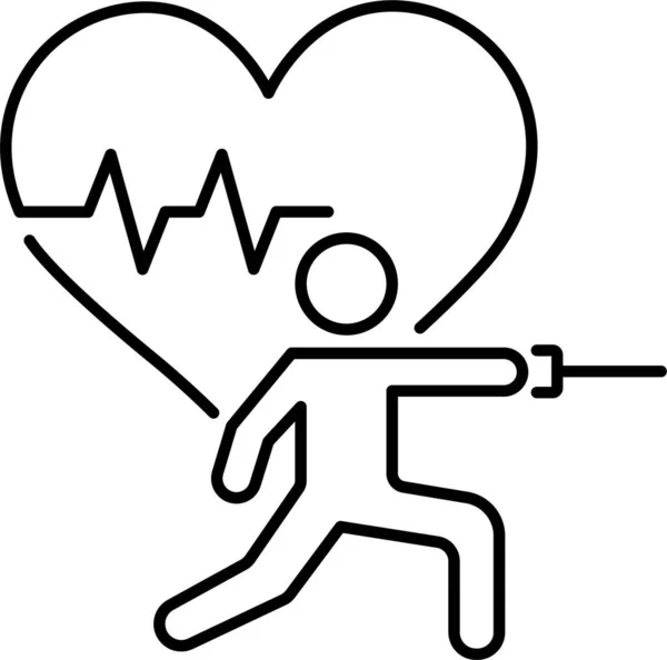 Fencing Heart Person Icon — Stock Vector