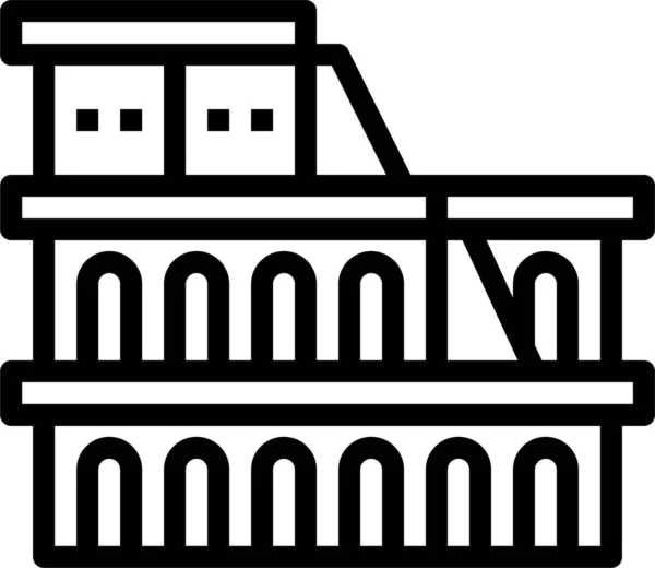 Koloseum Italy Punkt Orientacyjny Ikona Stylu Zarysu — Wektor stockowy