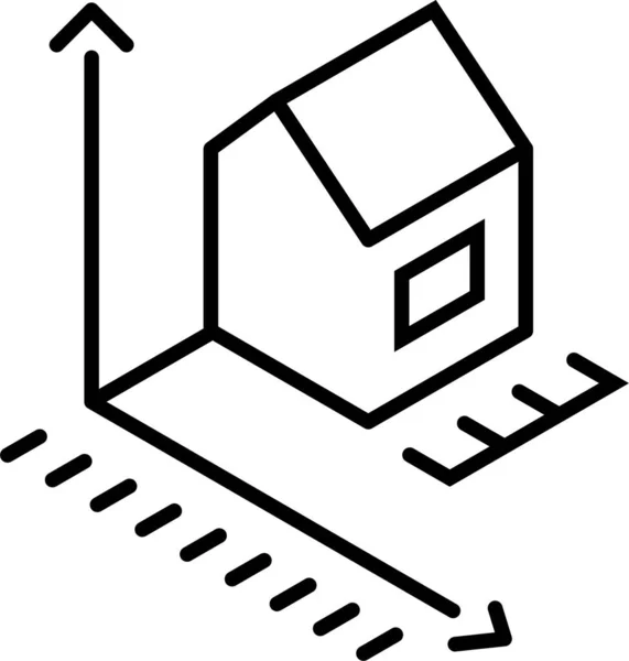 Ikona Domu Stavební Vzdálenosti — Stockový vektor