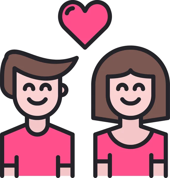 Couple Coeur Amour Icône Dans Catégorie Loveromance — Image vectorielle
