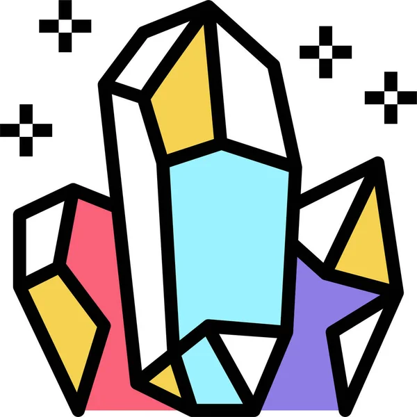 Cristales Objetos Astrológicos Icono Estilo Filledoutline — Vector de stock