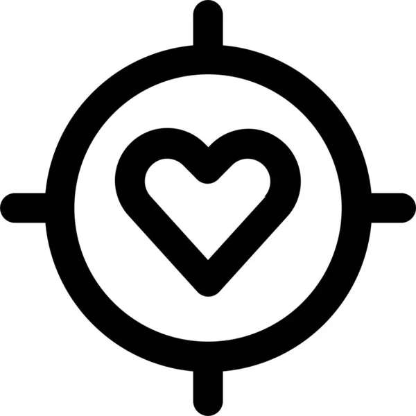 Focus Heart Love Icon Outline Style — Stock Vector