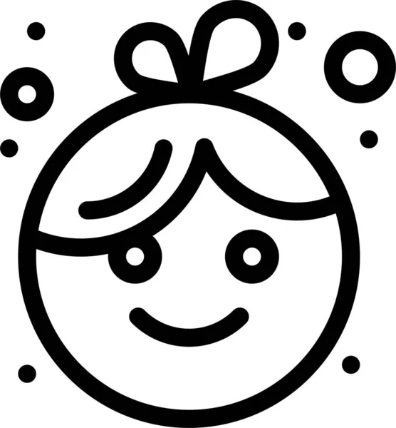 Иконка Маленькой Девочки Стиле Контура — стоковый вектор