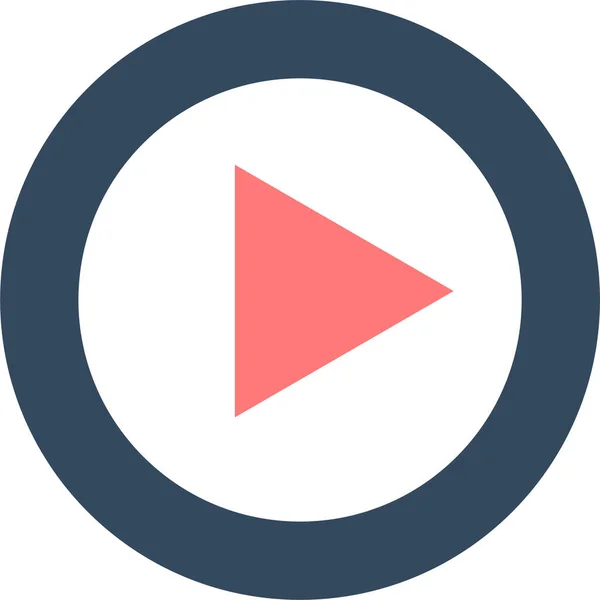 Multimedia Reproducir Icono Vídeo Estilo Plano — Vector de stock