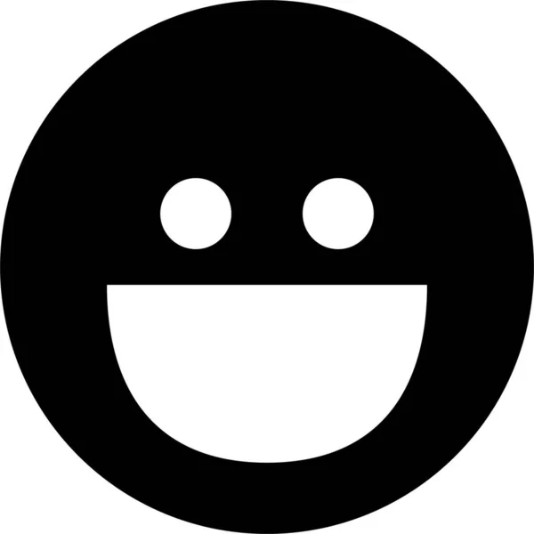 Grinsen Glücklich Emoticon Symbol Solidem Stil — Stockvektor