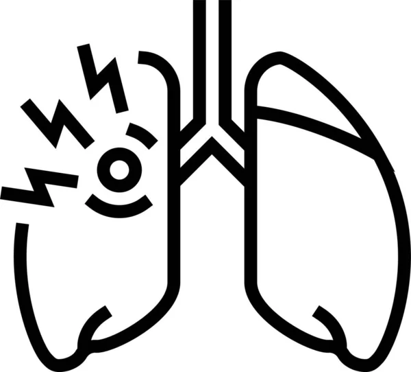 Asthme Enfants Tuberculose Icône Dans Style Contour — Image vectorielle
