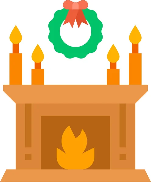 Celebración Chimenea Icono Navidad — Vector de stock