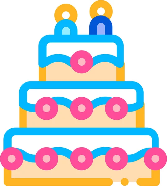 糕点庆祝婚礼的图标 在文件的轮廓风格 — 图库矢量图片