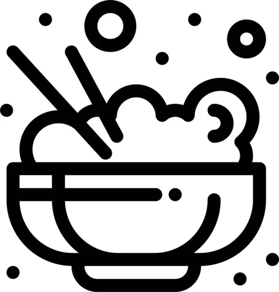 Icône Chinoise Riz Alimentaire Dans Style Contour — Image vectorielle
