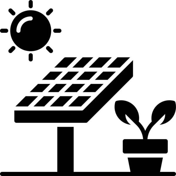 Energiepaneel Zonne Pictogram Vaste Stijl — Stockvector