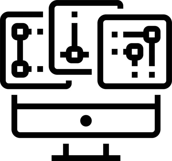 Arte Icono Diseño Computadora Estilo Esquema — Archivo Imágenes Vectoriales