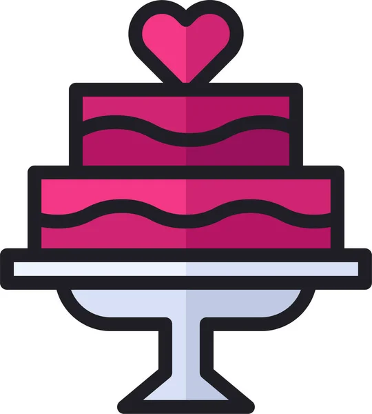 Kuchen Herz Liebe Ikone Filedoutline Stil — Stockvektor
