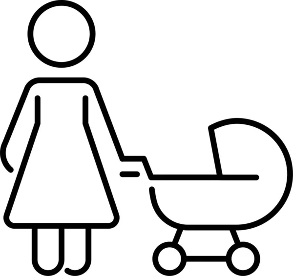 Icona Passeggino Persona Maternità — Vettoriale Stock