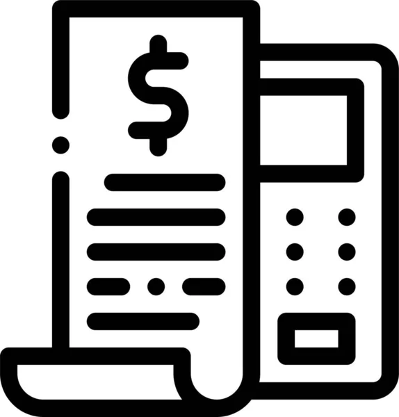 Icono Del Dispositivo Cheque Efectivo Estilo Esquema — Vector de stock