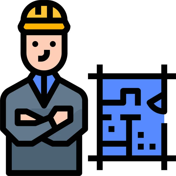 Avatar Career Engineer Icon Filledoutline Style — 스톡 벡터